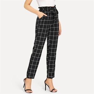 Black and White Checkered Stretch Pants